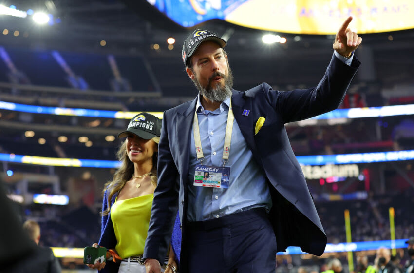 INGLEWOOD, CALIFORNIA - FEBRUARY 13: Los Angeles Rams owner Josh Kroenke celebrates after Super Bowl LVI at SoFi Stadium on February 13, 2022 in Inglewood, California. The Los Angeles Rams defeated the Cincinnati Bengals 23-20. (Photo by Kevin C. Cox/Getty Images)
