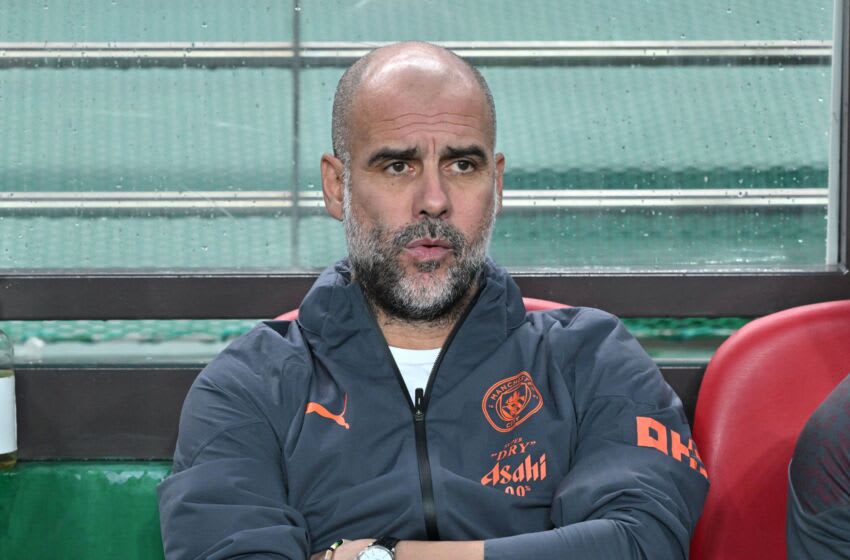 Manchester City's head coach Pep Guardiola is seen prior to a friendly football match between Manchester City and Atletico Madrid at Seoul World Cup Stadium in Seoul on July 30, 2023. (Photo by Jung Yeon-je / AFP) (Photo by JUNG YEON-JE/AFP via Getty Images)